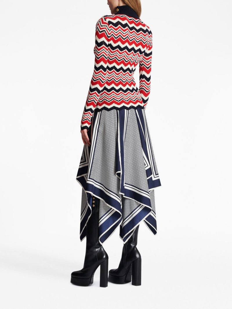 CHEVRON-KNIT ROLL-NECK JUMPER