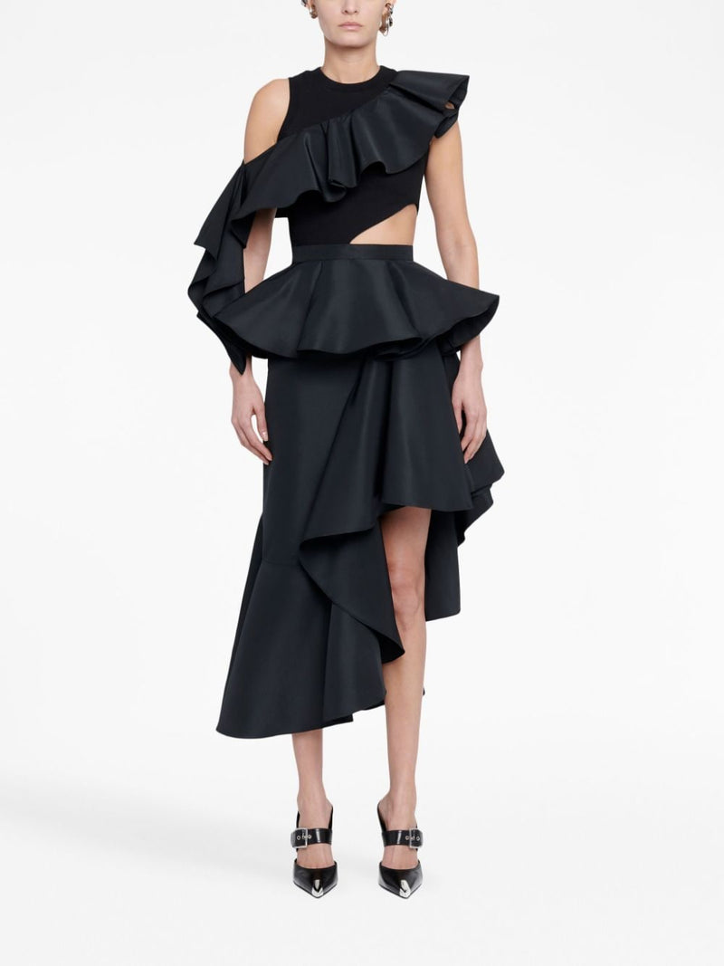 ASYMMETRIC RUFFLE-TRIMMED TANK TOP