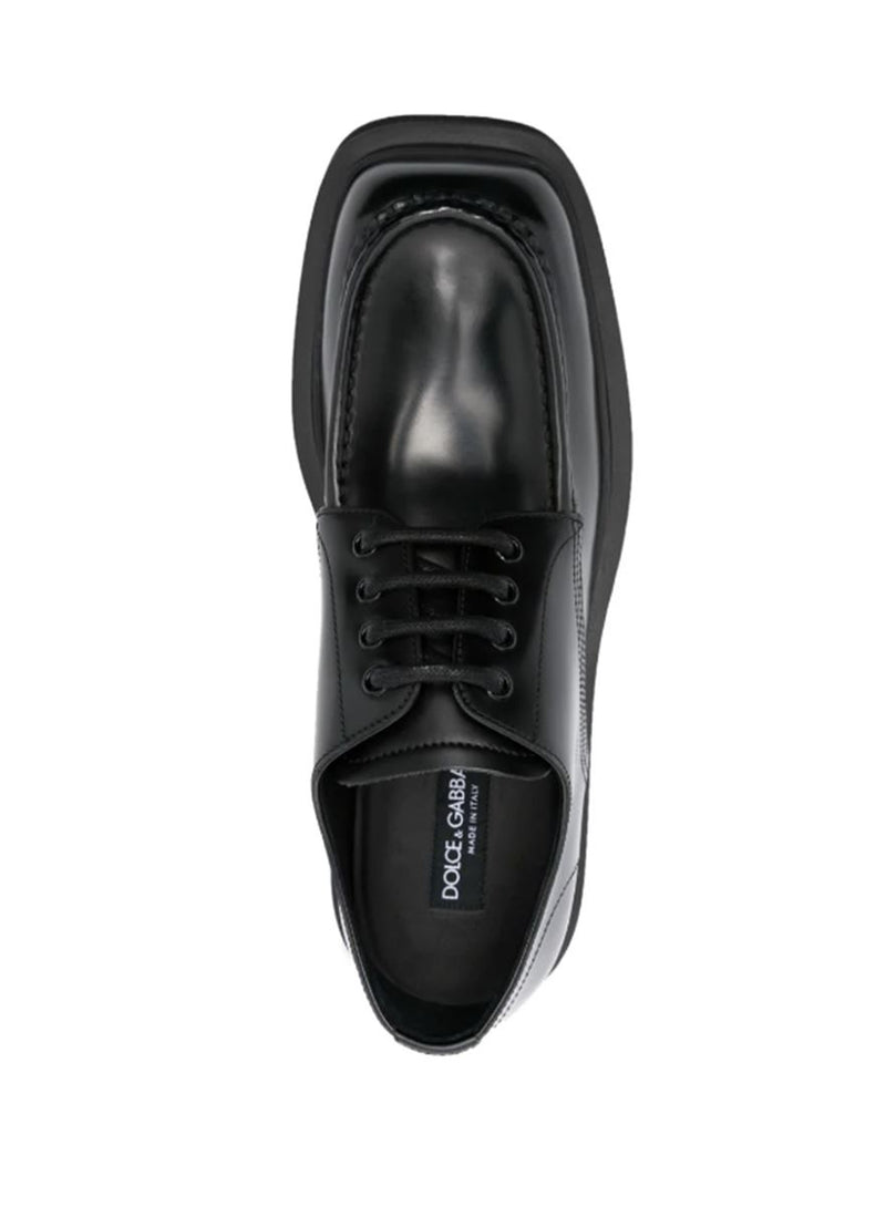 SQUARE-TOE LEATHER DERBY SHOES