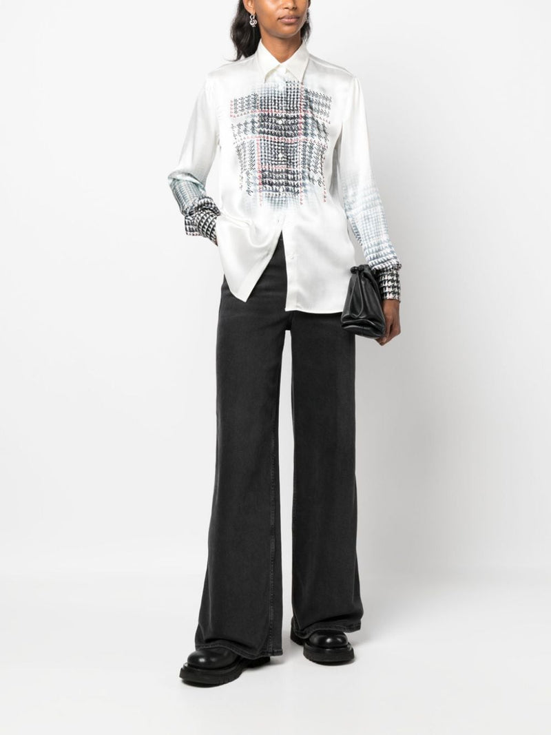 RHINESTONE-EMBELLISHED SILK SHIRT