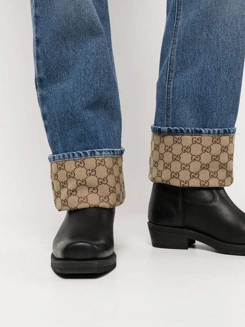 GG-TRIM STRAIGHT-LEG JEANS
