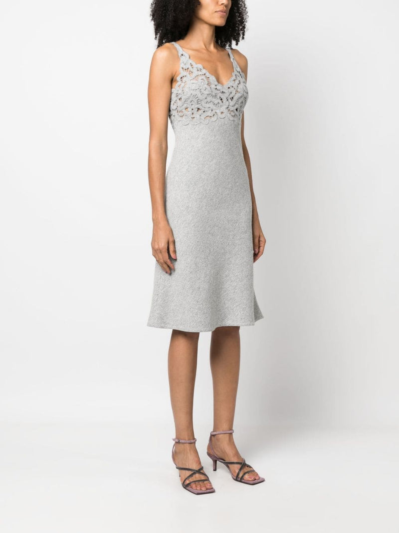 CROCHET-PANEL SLEEVELESS DRESS