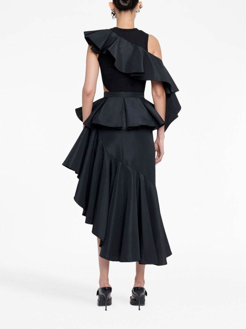 ASYMMETRIC RUFFLE-TRIMMED TANK TOP