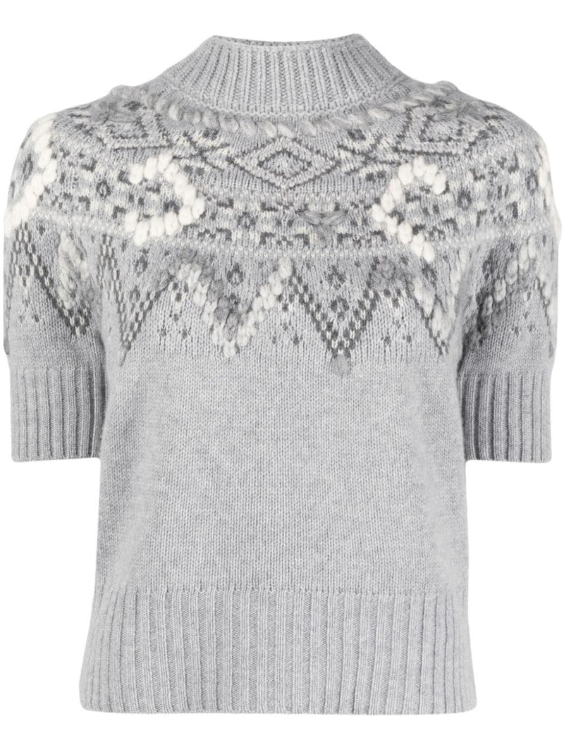 PATTERNED-JACQUARD SHORT-SLEEVED JUMPER
