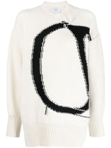 OW MAXI LOGO-INTARSIA JUMPER