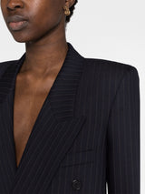 PINSTRIPE DOUBLE-BREASTED BLAZER