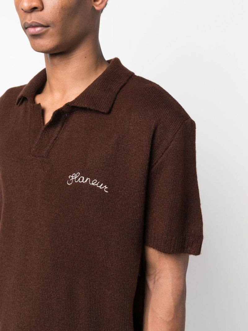 LOGO-EMBROIDERED KNITTED POLO SHIRT