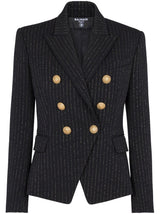LUREX-DETAIL DOUBLE-BREASTED BLAZER