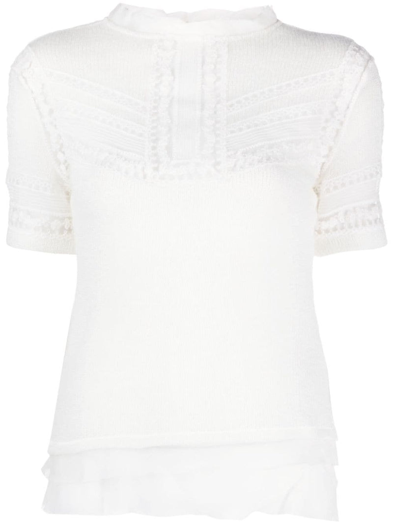 FLORAL-LACE SHORT-SLEEVE JUMPER