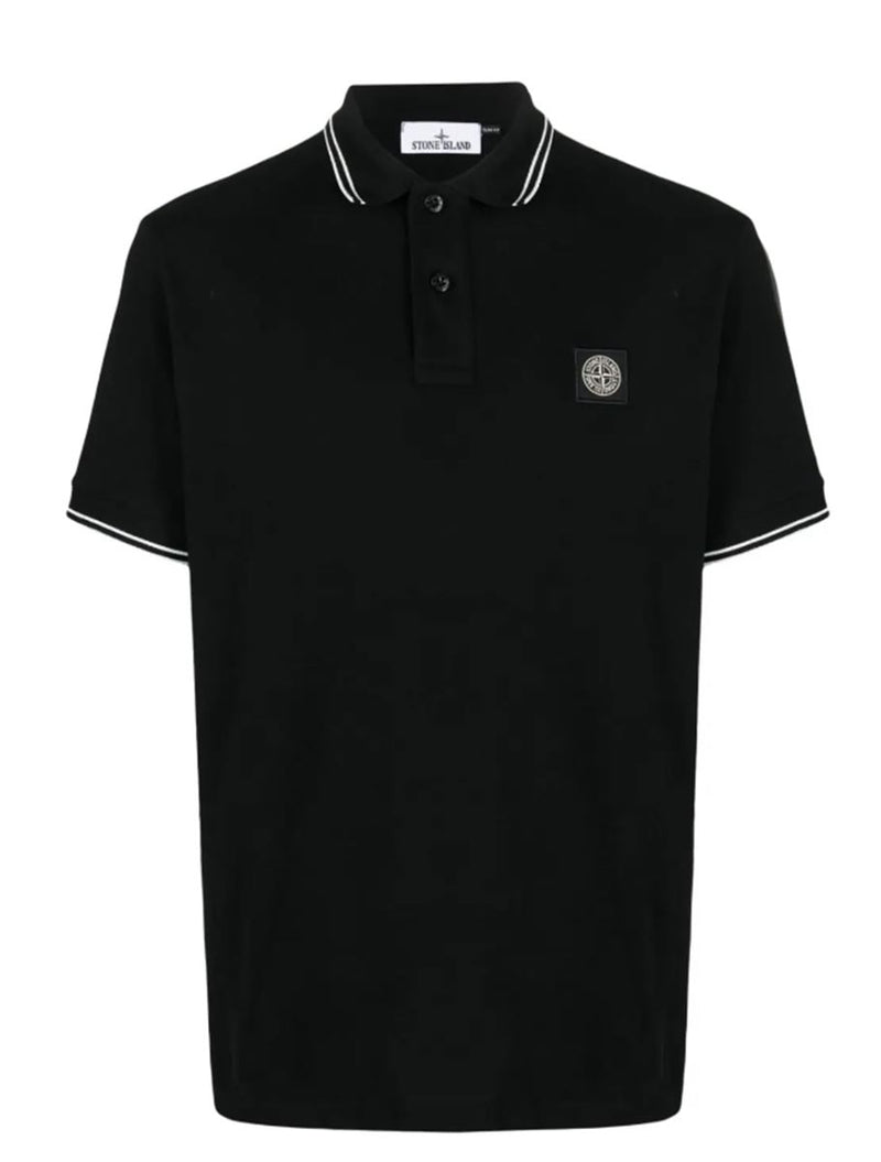 COMPASS-PATCH COTTON POLO SHIRT