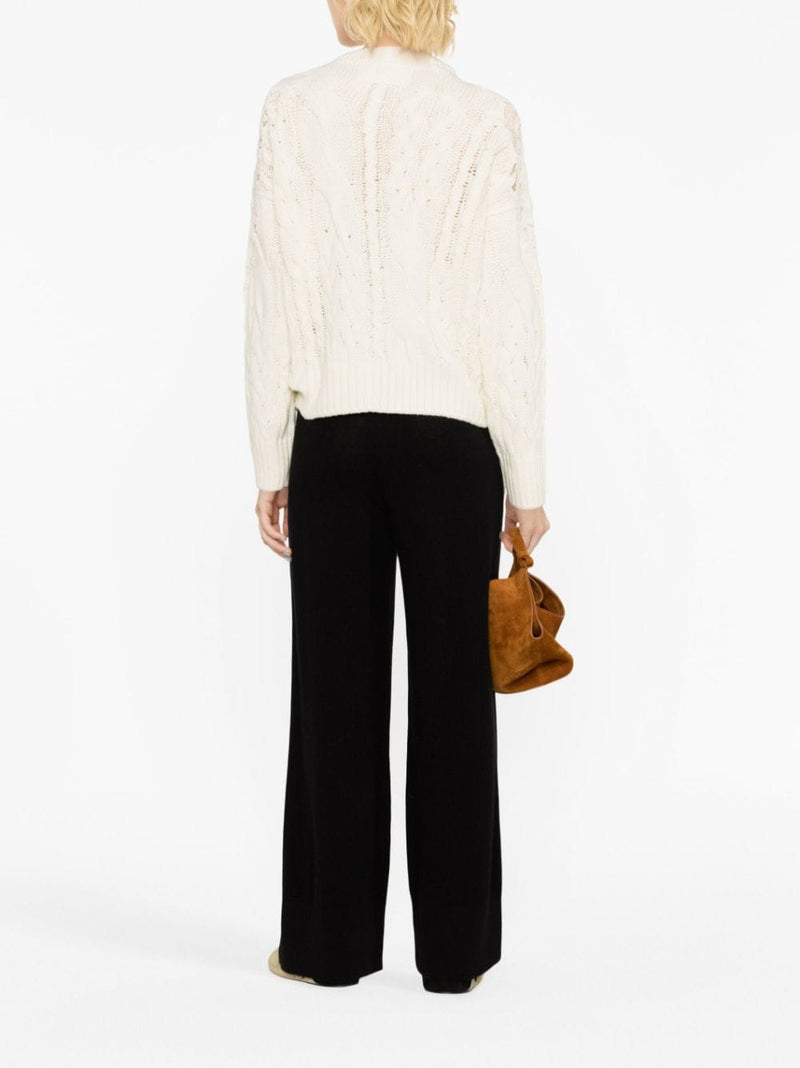 LACE-TRIM CABLE-KNIT JUMPER