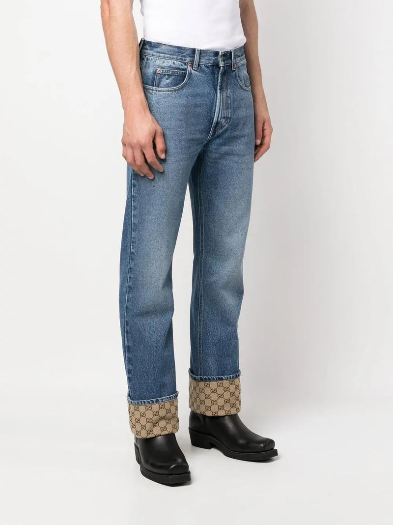 GG-TRIM STRAIGHT-LEG JEANS