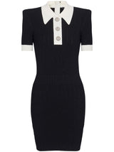 RIBBED-KNIT POLO MINIDRESS