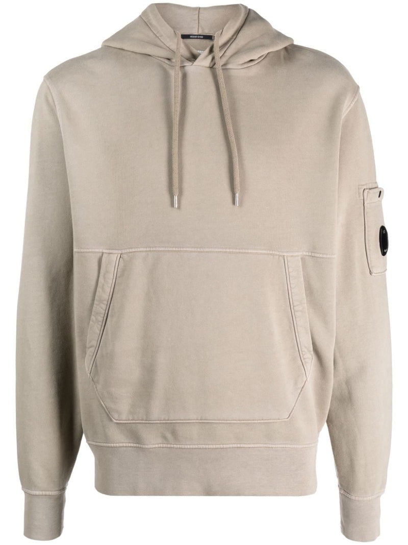 DIAGONAL LENS-DETAIL FLEECE HOODIE