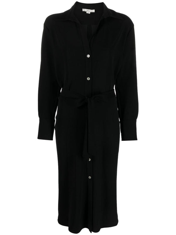 TIED-WAIST V-NECK SHIRT DRESS