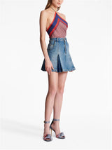 PLEATED DENIM SKIRT