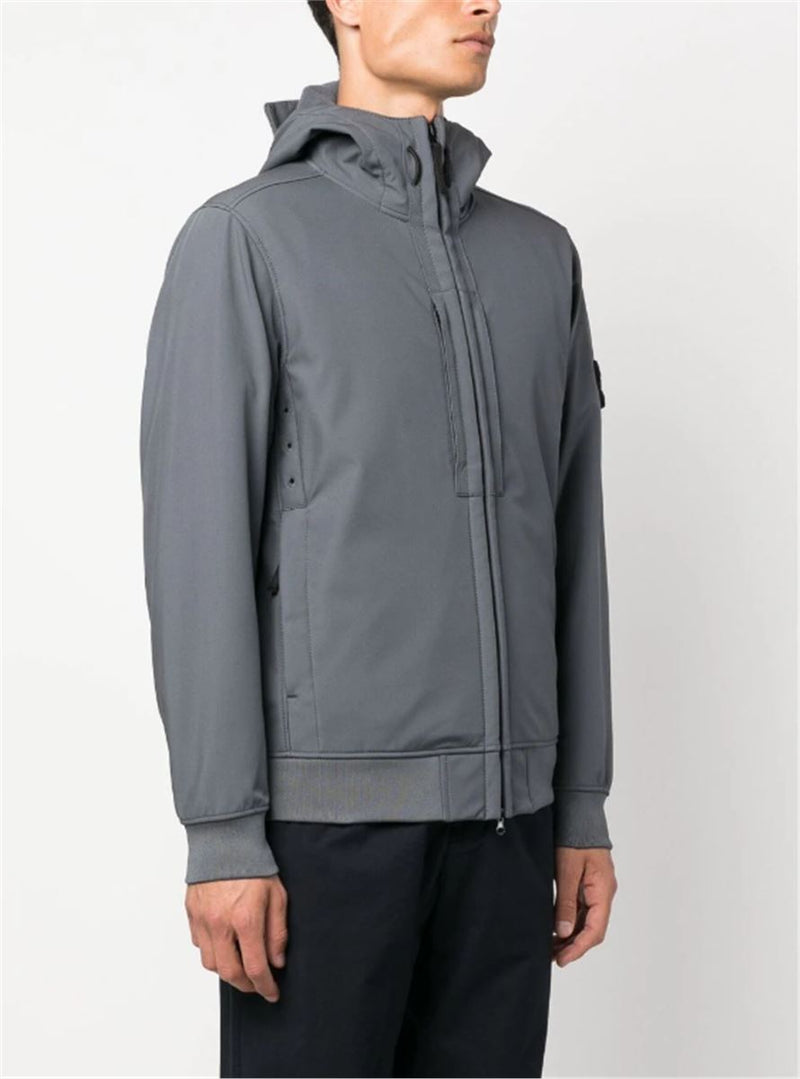 COMPASS-MOTIF HOODED JACKET
