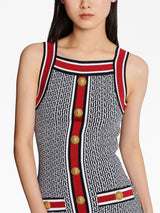 BUTTON-EMBELLISHED MONOGRAM MINIDRESS
