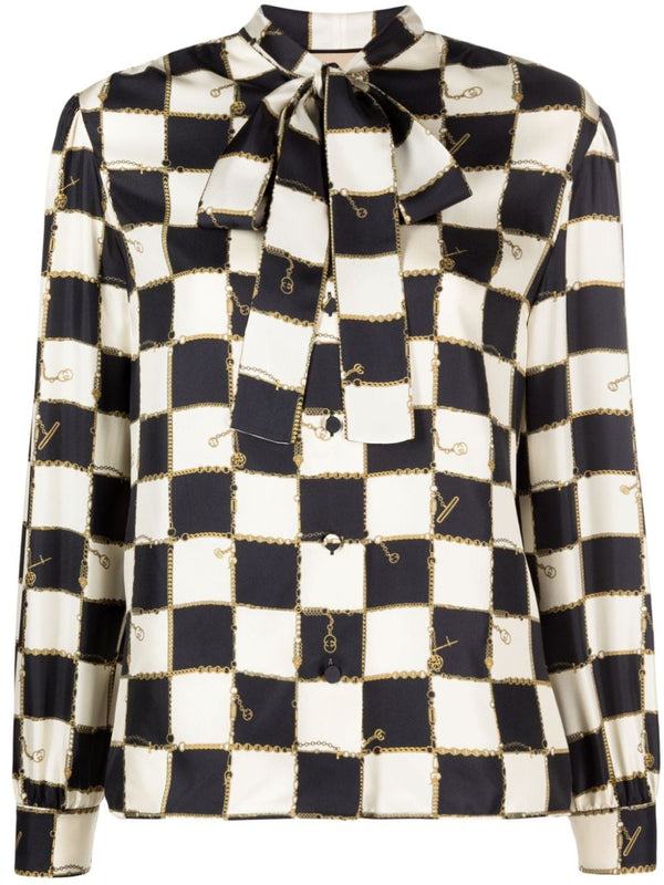 CHECKERBOARD SILK SHIRT