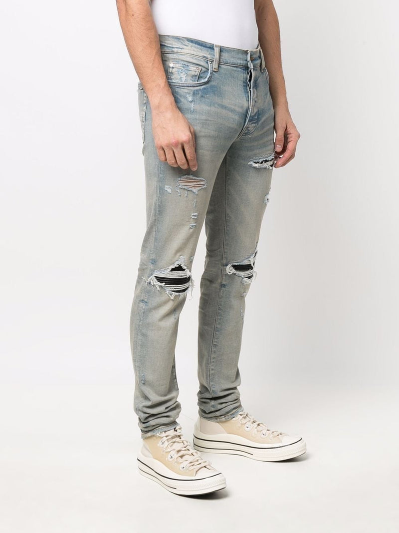 DISTRESSED-FINISH RIPPED SKINNY JEANS