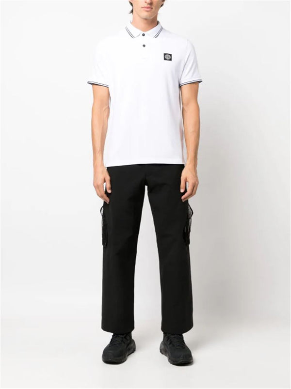COMPASS-PATCH COTTON POLO SHIRT