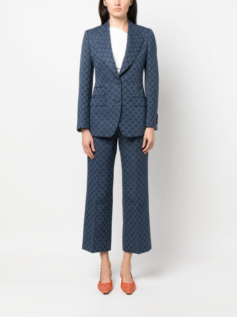 GG LOGO-JACQUARD SINGLE-BREAST BLAZER