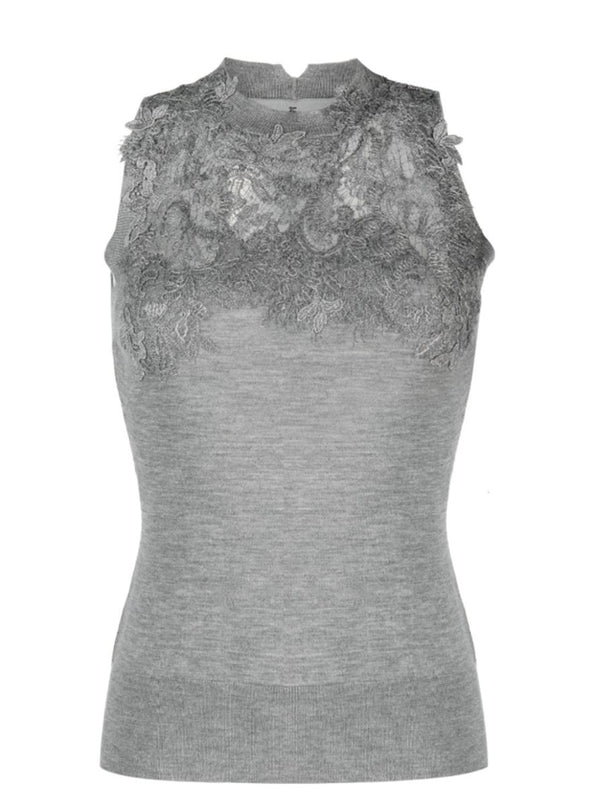 LACE-DETAILING SLEEVELESS TOP