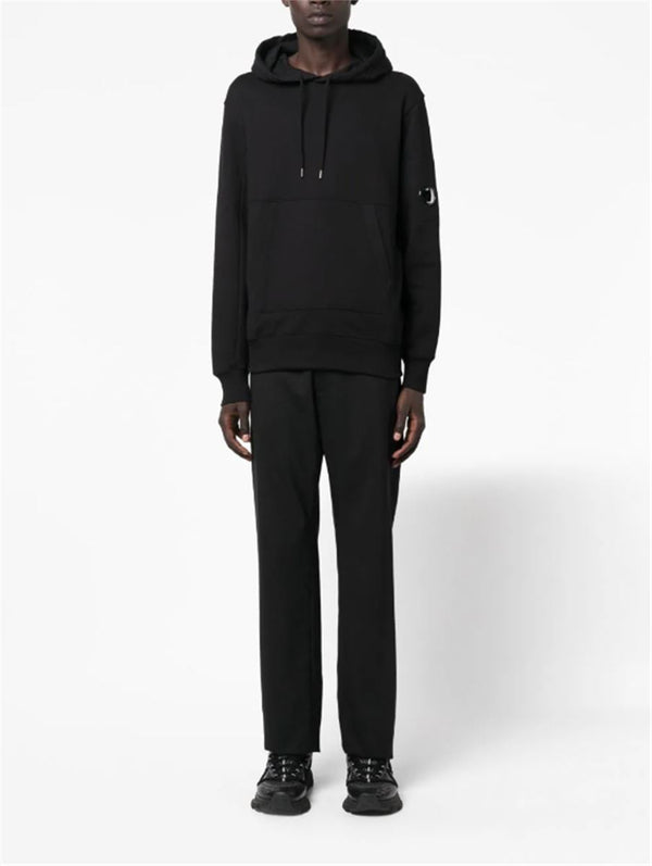 LENS-DETAIL HOODED COTTON JUMPER