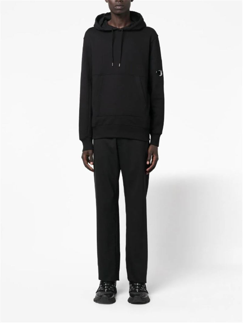 LENS-DETAIL HOODED COTTON JUMPER