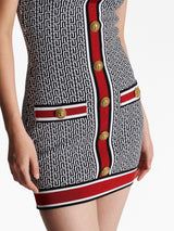 BUTTON-EMBELLISHED MONOGRAM MINIDRESS