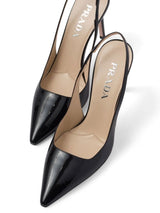 TRIANGLE LOGO LEATHER SLINGBACK PUMPS