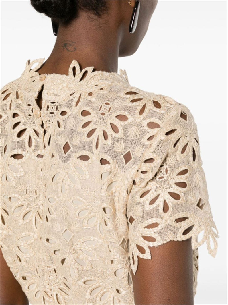 EMBROIDERED CUT-OUT BLOUSE