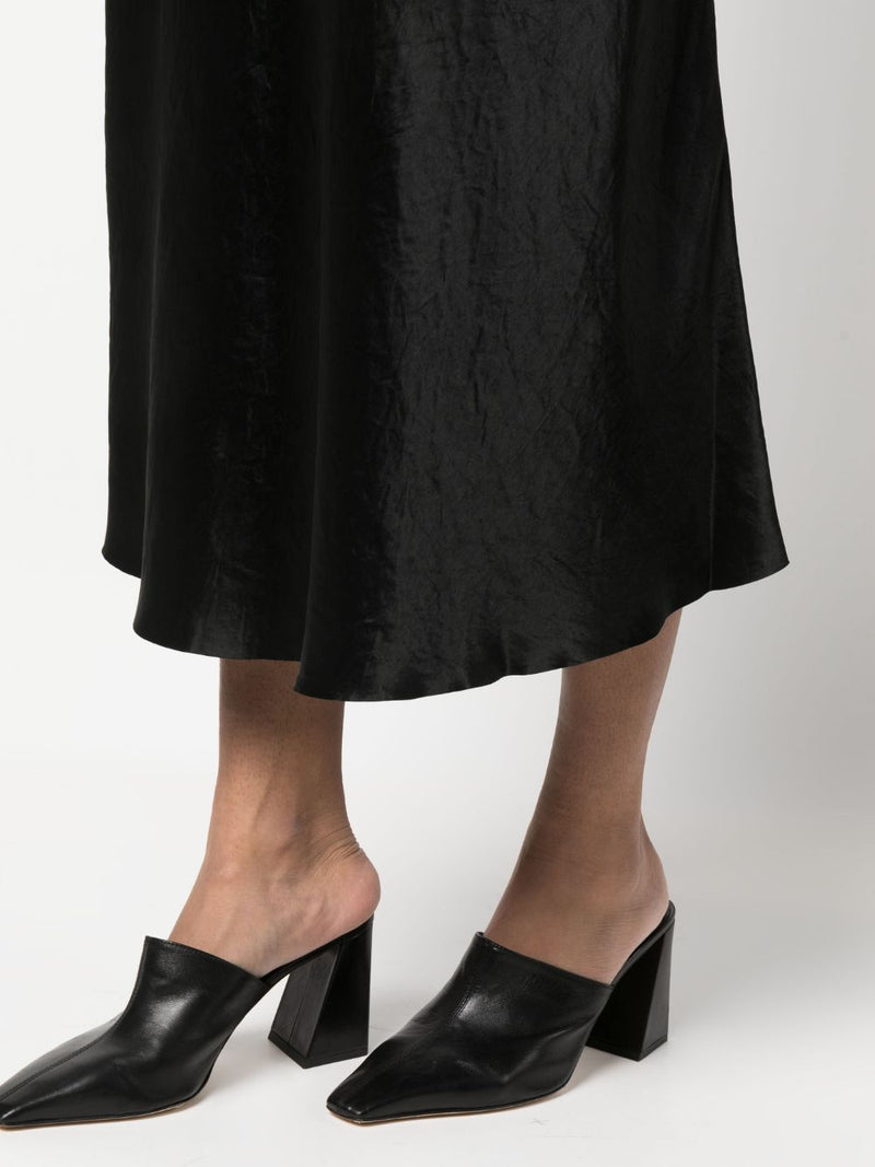 SATIN-FINISH DRAPED MIDI SKIRT