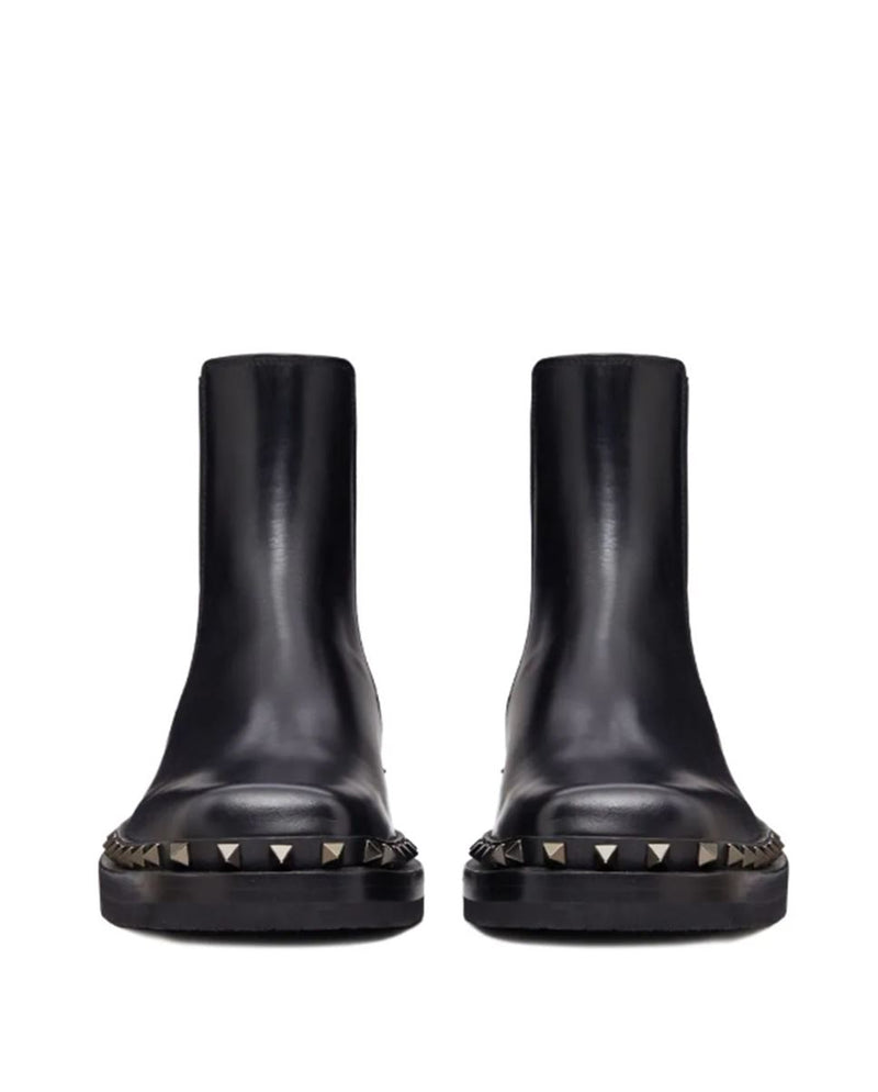 M-WAY ROCKSTUD LEATHER ANKLE BOOTS