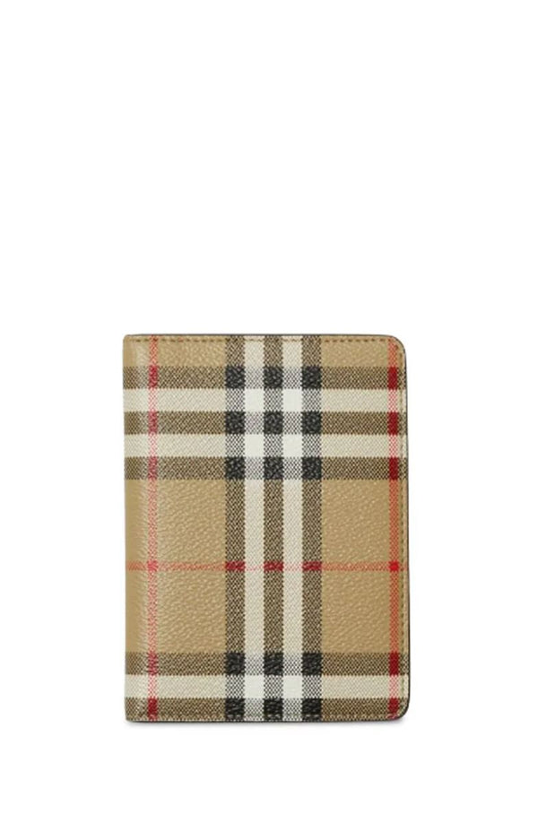 VINTAGE CHECK-PATTERN LOGO-STAMP PASSPORT HOLDER