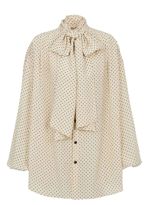 PRINTED PUSSY BOW SILK BLOUSE