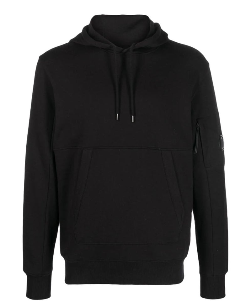 LENS-DETAIL HOODED COTTON JUMPER