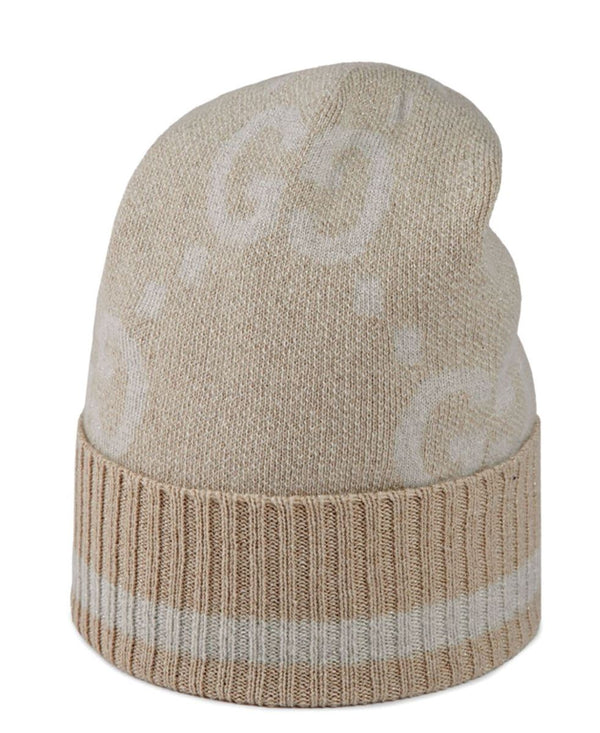 GG DAMIER-JACQUARD CASHMERE BEANIE
