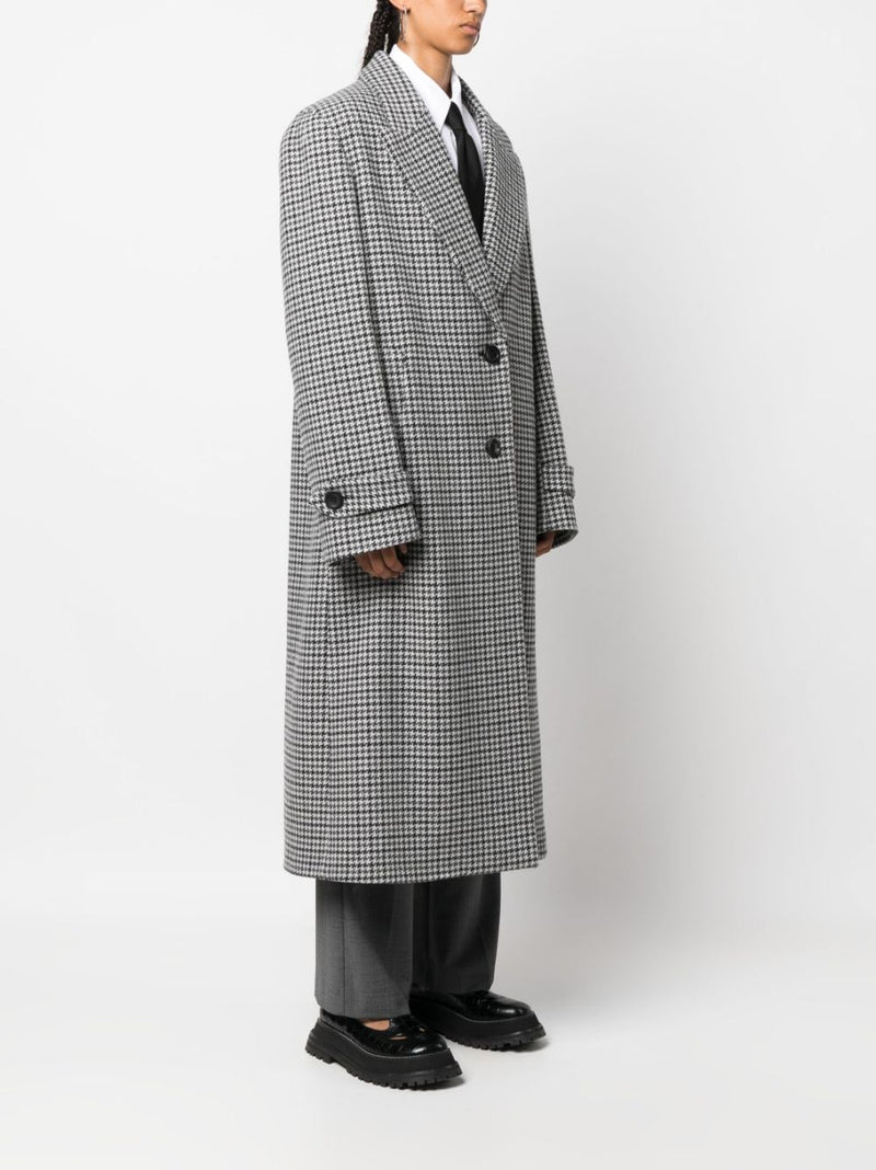 HOUNDSTOOTH-PATTERN VIRGIN-WOOL COAT