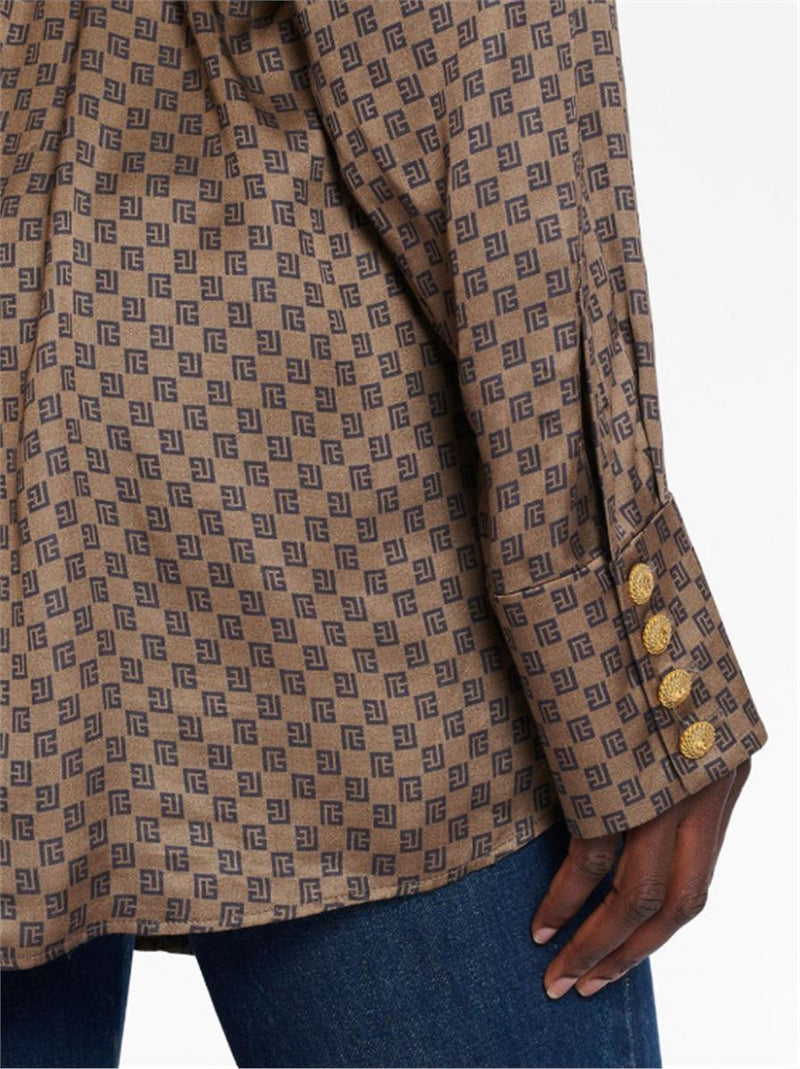 MINI MONOGRAM-PRINT SILK SHIRT