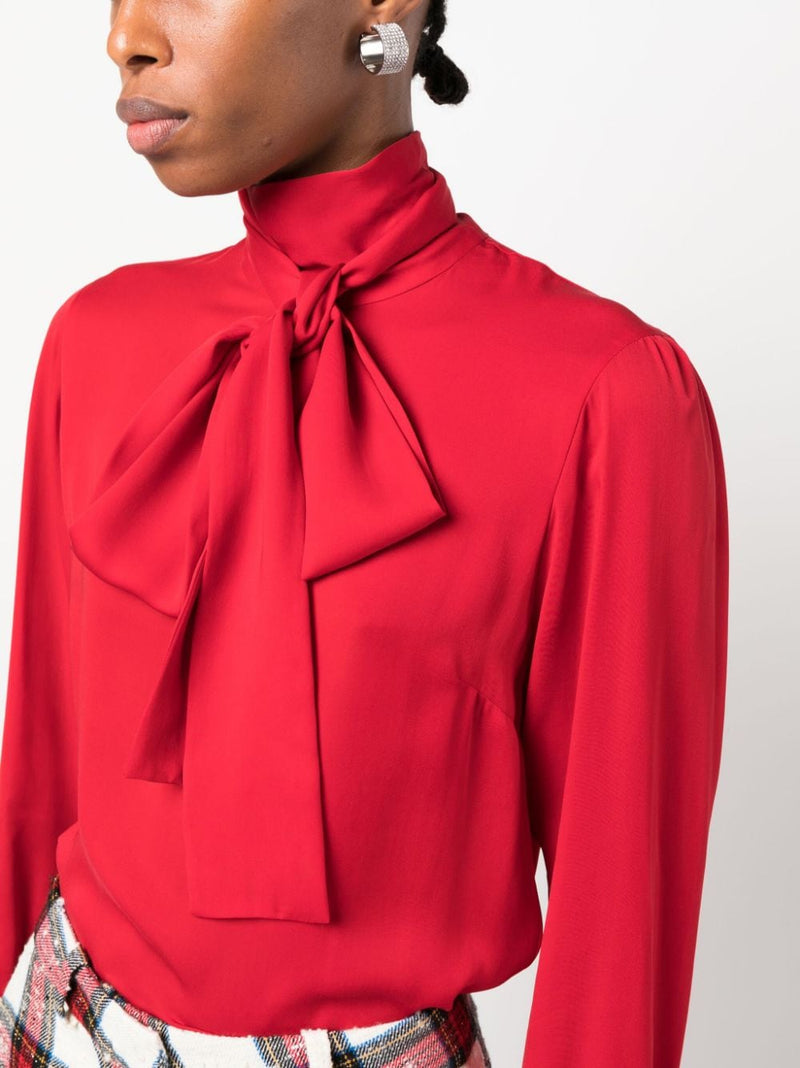 TIE-NECK SILK BLOUSE