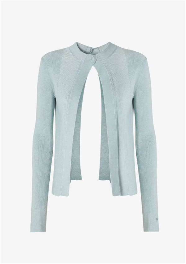 LIGHT BLUE WOOL AND COTTON CARDIGAN