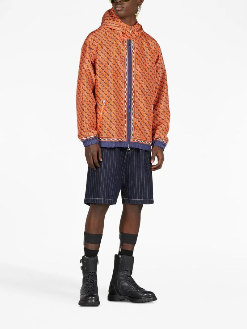 LOGO-PRINT SLOUCHY-HOOD WINDBREAKER