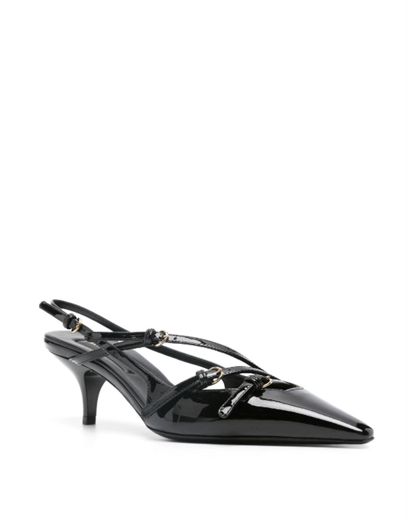BUCKLE-EMBELLISHED SLINGBACK PUMPS