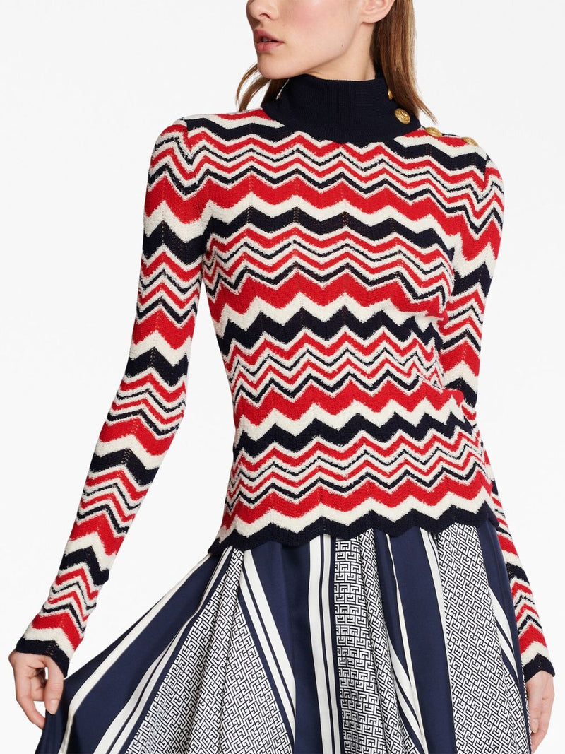 CHEVRON-KNIT ROLL-NECK JUMPER