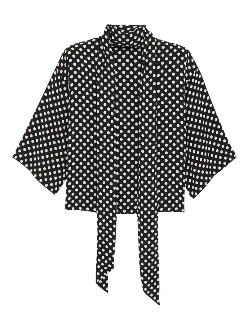 POLKA-DOT PUSSY-BOW BLOUSE