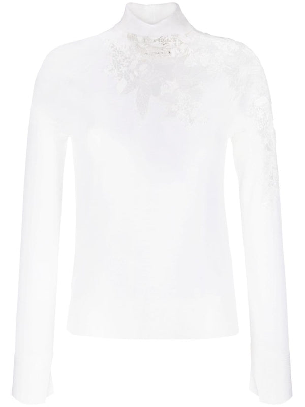 LACE-TRIM WOOL JUMPER