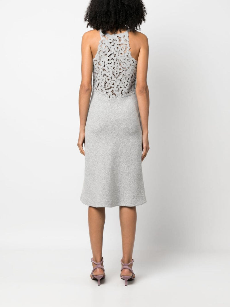 CROCHET-PANEL SLEEVELESS DRESS