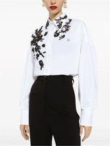 FLORAL-LACE LONG-SLEEVE SHIRT
