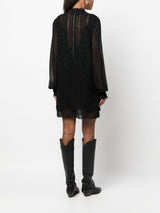 FLORAL-LACE HIGH-NECK MINIDRESS
